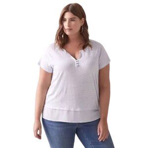 Lightweight Linen and Rayon Faux Layered Short Sleeved Top